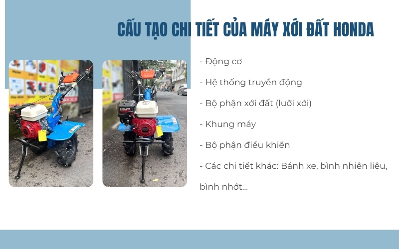 Cấu tạo chi tiết của máy xới đất Honda
