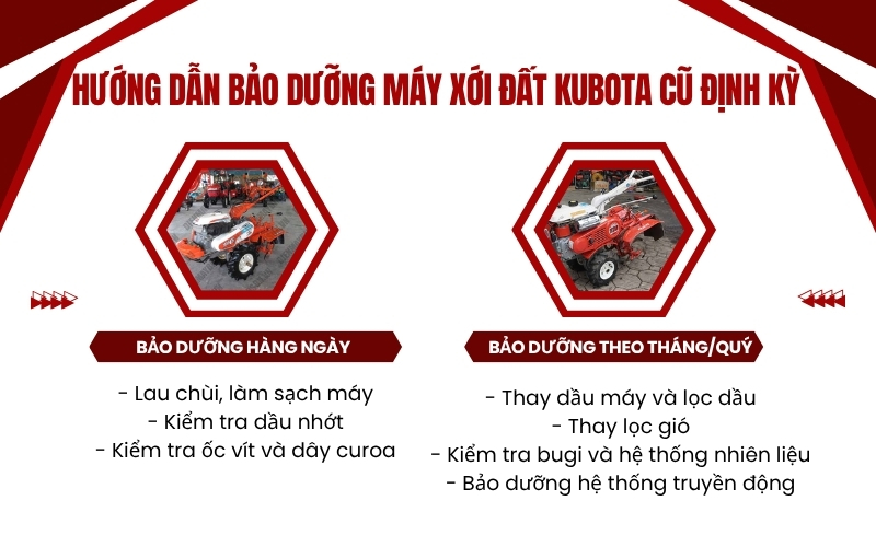 Hướng dẫn bảo dưỡng máy xới đất Kubota cũ định kỳ