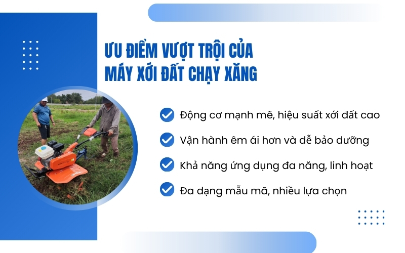Ưu điểm vượt trội của máy xới đất chạy xăng