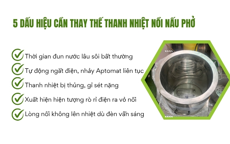 5 dấu hiệu cần thay thế thanh nhiệt nồi nấu phở