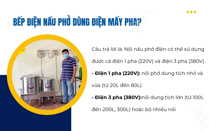 Bếp điện nấu phở dùng điện mấy pha?