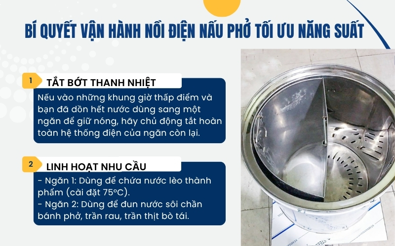 Bí quyết vận hành nồi điện nấu phở tối ưu năng suất 