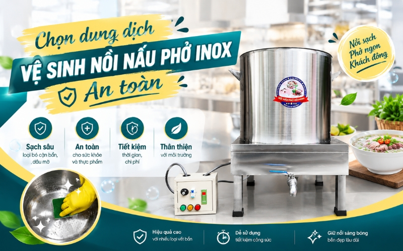 Chọn dung dịch vệ sinh nồi nấu phở inox an toàn