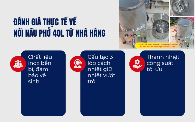 Đánh giá thực tế về nồi nấu phở 40L từ nhà hàng