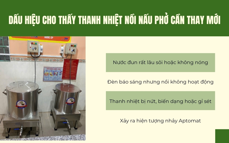 Dấu hiệu cho thấy thanh nhiệt nồi nấu phở cần thay mới
