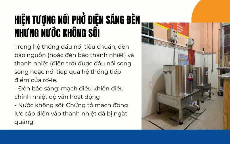 Hiện tượng nồi phở điện sáng đèn nhưng nước không sôi