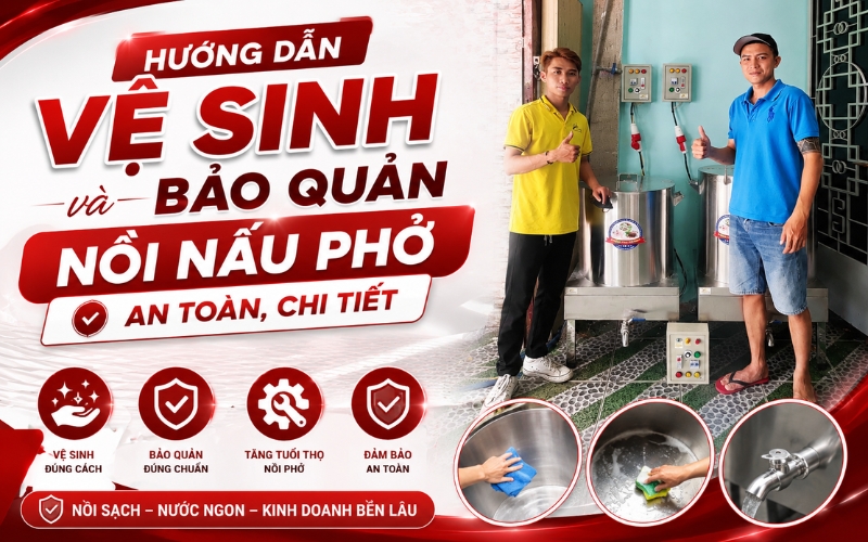 Hướng dẫn vệ sinh và bảo quản nồi nấu phở an toàn, chi tiết