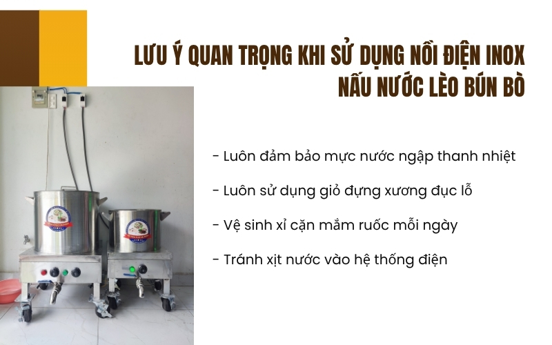 Lưu ý quan trọng khi sử dụng nồi điện inox nấu nước lèo bún bò