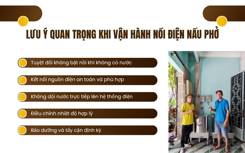 Lưu ý quan trọng khi vận hành nồi điện nấu phở