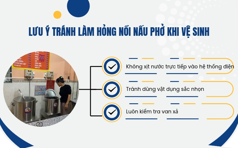Lưu ý tránh làm hỏng nồi nấu phở khi vệ sinh