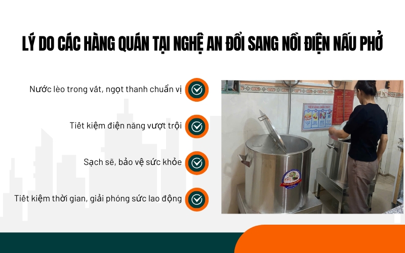 Lý do các hàng quán tại Nghệ An đổi sang nồi điện nấu phở?