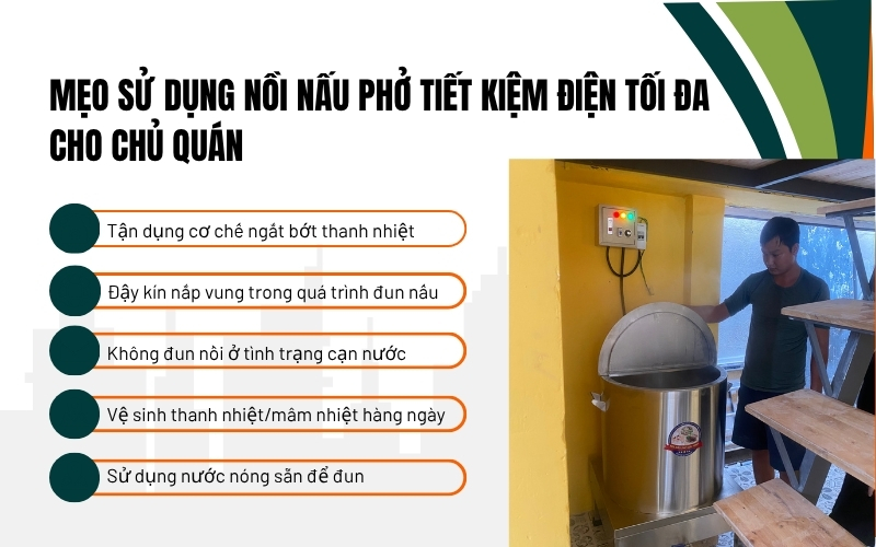 Mẹo sử dụng nồi nấu phở tiết kiệm điện tối đa cho chủ quán