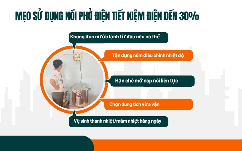 Mẹo sử dụng nồi phở điện tiết kiệm điện đến 30%