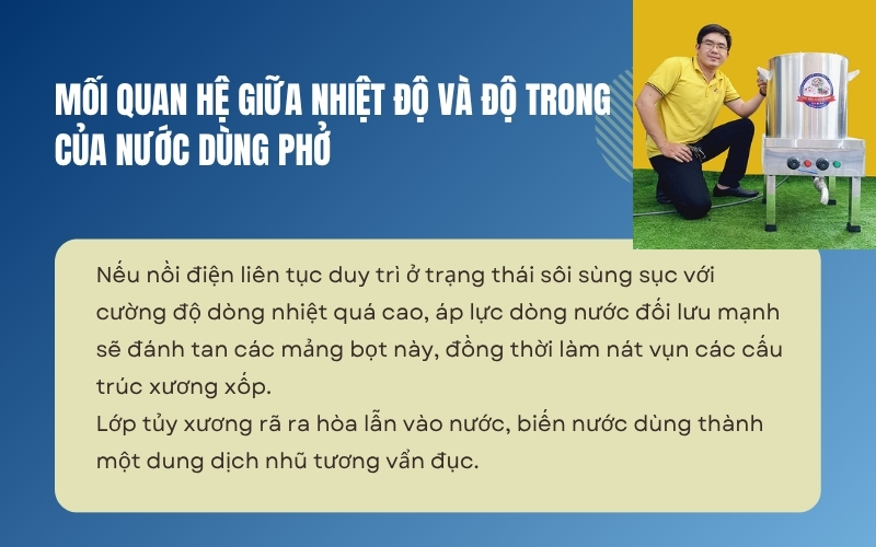 Mối quan hệ giữa nhiệt độ và độ trong của nước dùng phở