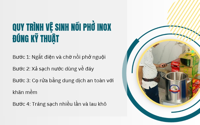 Quy trình vệ sinh nồi phở inox đúng kỹ thuật