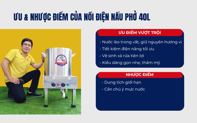 Ưu & nhược điểm của nồi điện nấu phở 40L