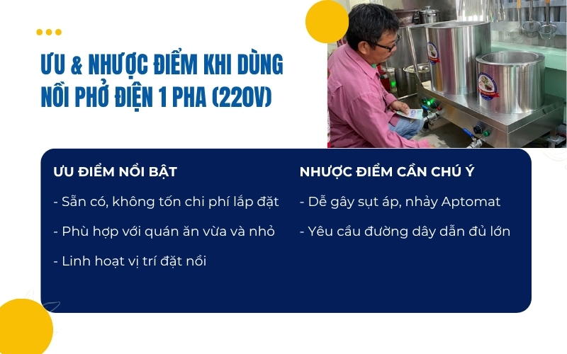 Ưu & nhược điểm khi dùng nồi phở điện 1 pha (220V)