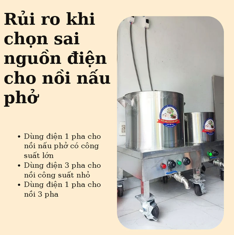 Rủi ro khi chọn sai nguồn điện cho nồi nấu phở 
