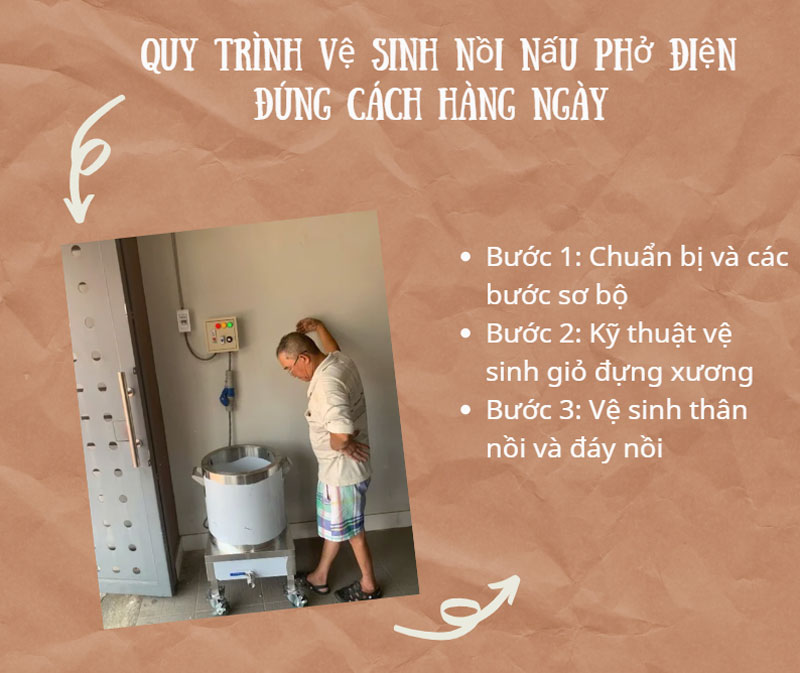 Quy trình vệ sinh nồi nấu phở điện đúng cách hàng ngày 