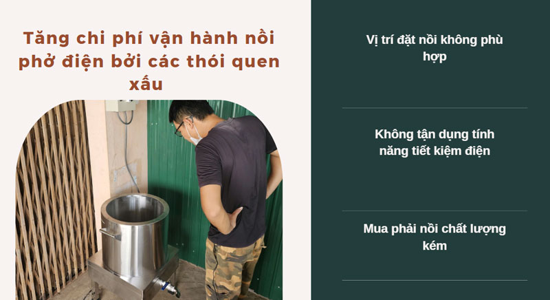 Thói quen xấu làm tăng chi phí vận hành nồi điện nấu phở Thói quen xấu làm tăng chi phí vận hành nồi điện nấu phở